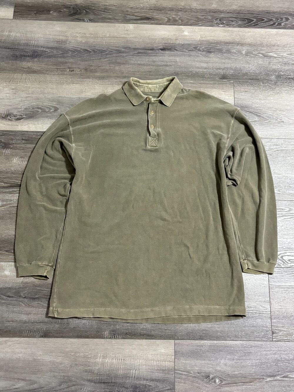 Vintage Trail’s End Green Long Sleeve Polo Shirt Made In USA Preppy - Men’s XL